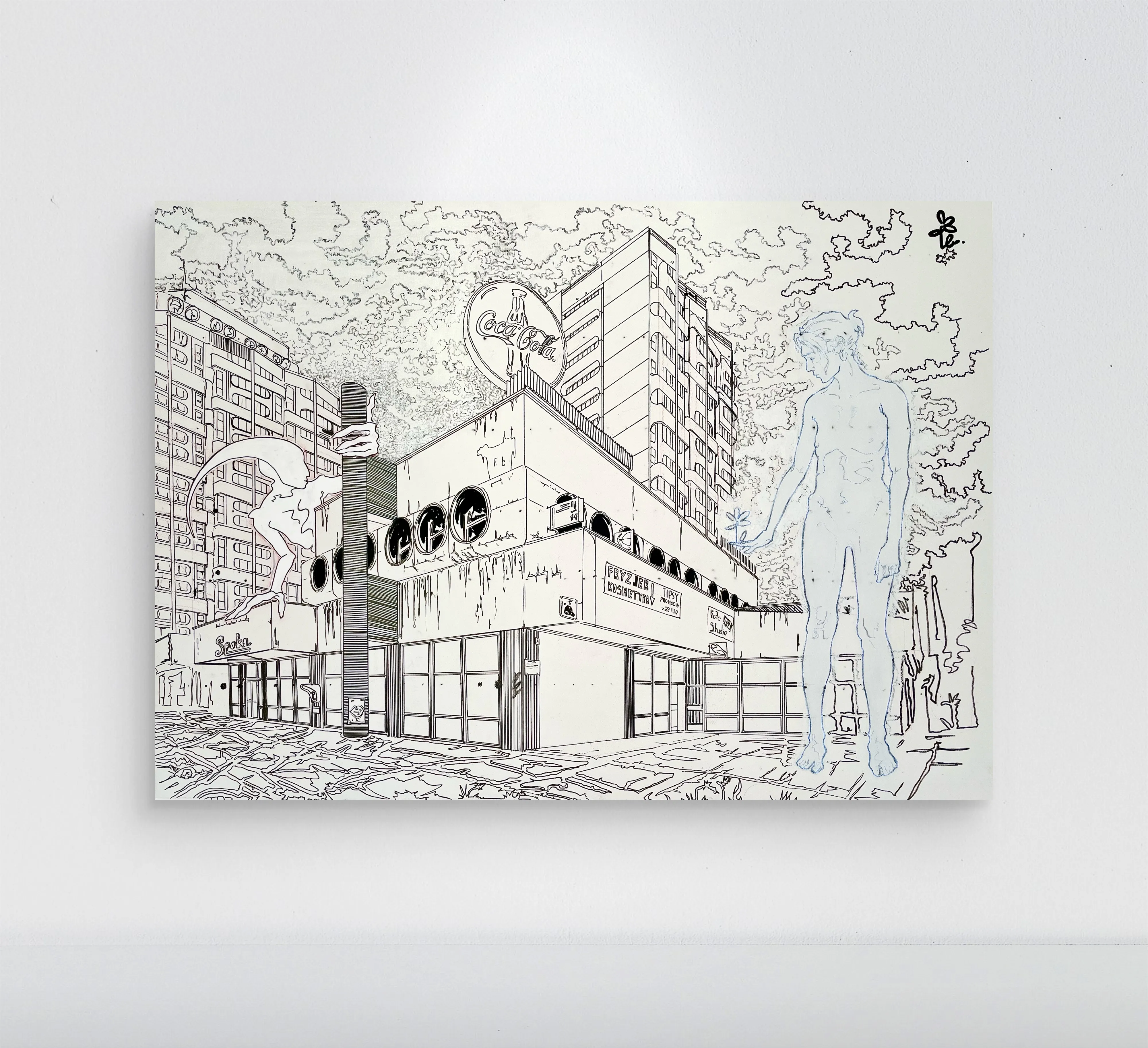 Зображення "Polski Manhattan, gdzie kwitnie rumianek" від Margo Vovchok, розмір: 90 X 65 cm, матеріали: акрил, пастель, туш на полотні, медіум: Графіка, місто: Warsaw Фото 1 з 5.